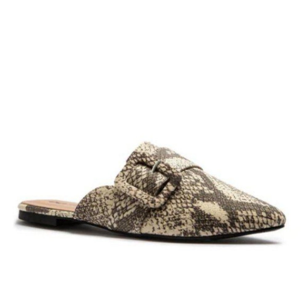 Faux Suede Buckle Mule in Black - Picture 6 of 7